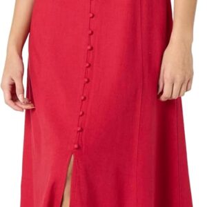 The Drop Women's Blanca Linen Button-Front V-Neck Maxi Dress
