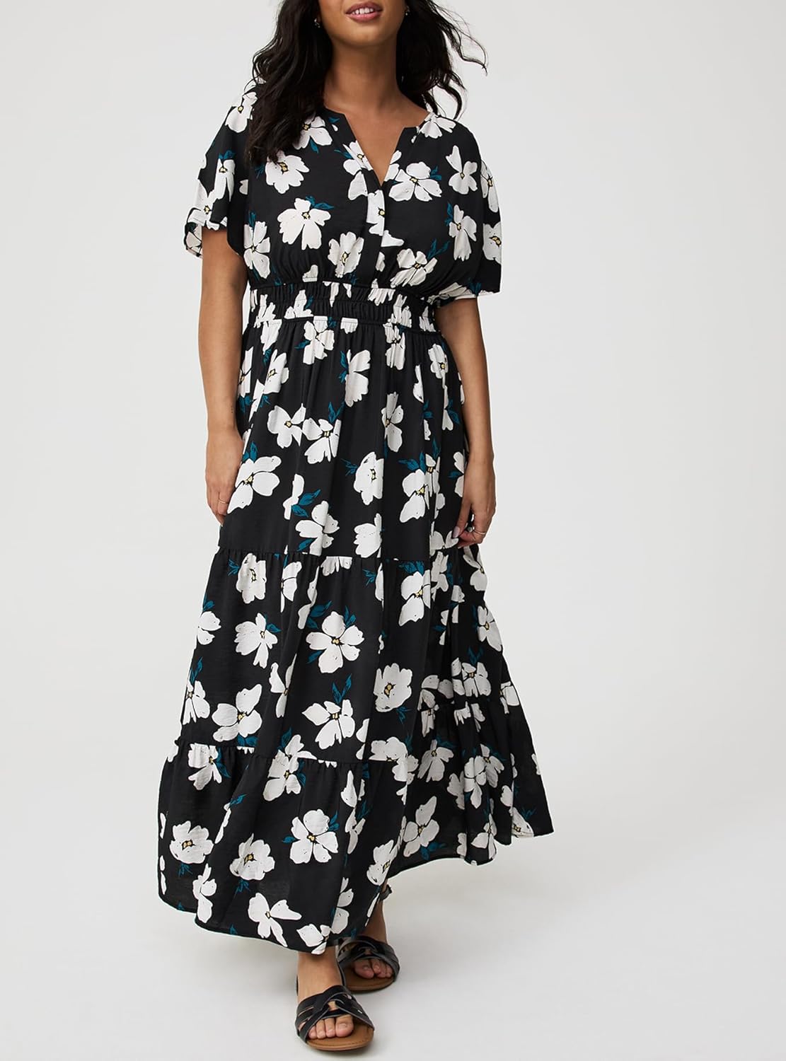 Torrid Women's Plus Size Dress - Y-Neck Tiered Maxi Dress - Image 2