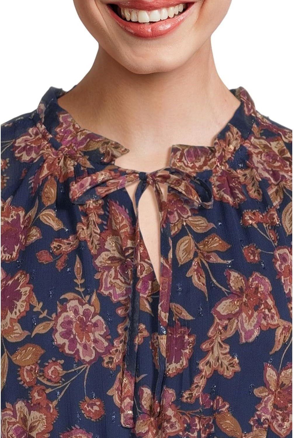 Vince Camuto Women's 3\/4 Puff Sleeve Tie Neck Maxi Dress - Image 4