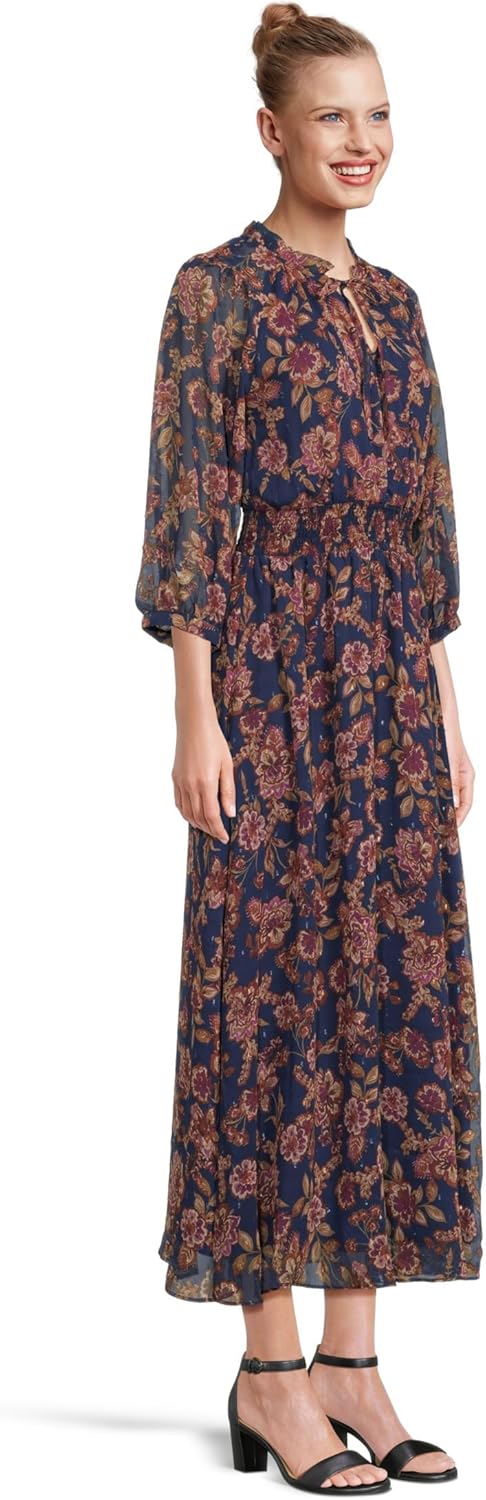 Vince Camuto Women's 3\/4 Puff Sleeve Tie Neck Maxi Dress - Image 2