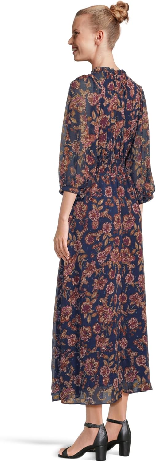 Vince Camuto Women's 3\/4 Puff Sleeve Tie Neck Maxi Dress - Image 3