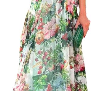 Women's Summer Dresses Casual Sleeveless Tie Strap Ruffle Maxi Dresses Floral Wedding Guest Dress