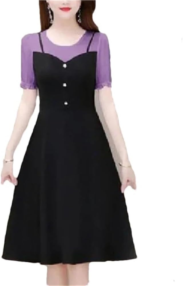 Women\u2019S Casual Loose Maxi Dress Summer Round Neck Solid Knee Length Long Vacation Fashion Dresses for Vacation - Image 7