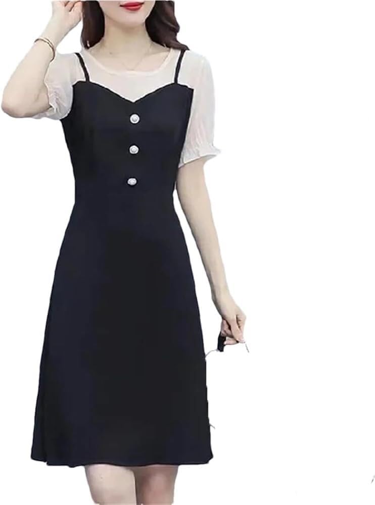 Women\u2019S Casual Loose Maxi Dress Summer Round Neck Solid Knee Length Long Vacation Fashion Dresses for Vacation